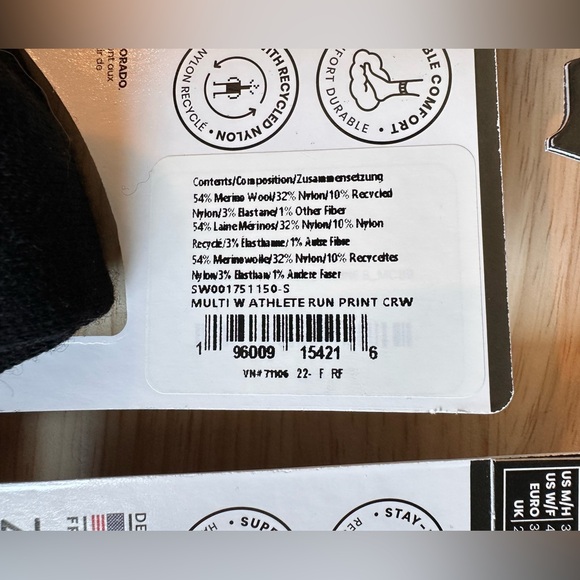 SmartWool Athlete Edition Run Print Crew Socks Merino SMALL (M 3-5.5 W 4-6.5) - Picture 4 of 5